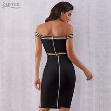 Load image into Gallery viewer, ADYCE Sexy Slash Neck Sequined Hollow Out Midi Off Shoulder Bandage Party Dress - H5223