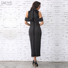 Load image into Gallery viewer, ADYCE Sexy Beadings Short Sleeve Off Shoulder Mid-Calf Runway Bodycon Party Dress - Y2280 - Testing