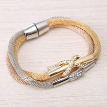 Load image into Gallery viewer, Abasi Layered Harp String Bracelet, NF4365-Silver/Gold
