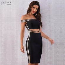 Load image into Gallery viewer, ADYCE Sexy Slash Neck Sequined Hollow Out Midi Off Shoulder Bandage Party Dress - H5223