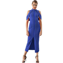 Load image into Gallery viewer, ADYCE Sexy Beadings Short Sleeve Off Shoulder Mid-Calf Runway Bodycon Party Dress - Y2280 - Testing