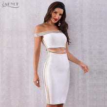 Load image into Gallery viewer, ADYCE Sexy Slash Neck Sequined Hollow Out Midi Off Shoulder Bandage Party Dress - H5223