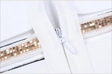 Load image into Gallery viewer, ADYCE Sexy Slash Neck Sequined Hollow Out Midi Off Shoulder Bandage Party Dress - H5223