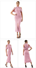 Load image into Gallery viewer, ADYCE Sexy Beadings Short Sleeve Off Shoulder Mid-Calf Runway Bodycon Party Dress - Y2280 - Testing