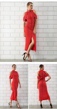 Load image into Gallery viewer, ADYCE Sexy Beadings Short Sleeve Off Shoulder Mid-Calf Runway Bodycon Party Dress - Y2280 - Testing
