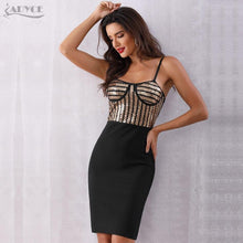 Load image into Gallery viewer, ADYCE Sequined Women Sexy Bodycon Spaghetti Strap Celebrity Black/Gold Party Dress - H5368