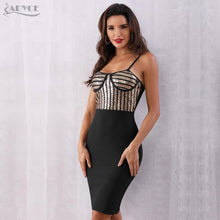 Load image into Gallery viewer, ADYCE Sequined Women Sexy Bodycon Spaghetti Strap Celebrity Black/Gold Party Dress - H5368