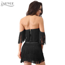 Load image into Gallery viewer, ADYCE Elegant V Neck Off Shoulder Sexy Fringe Short Sleeve Tassel Bandage Party Dress - H3048
